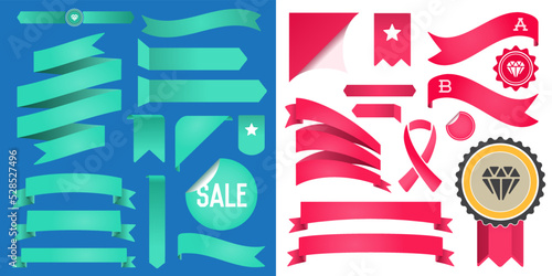 Big Set of Ribbons and Labels in Vector Retro and Vintage for All Purposes
