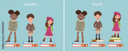 Flat Vector Conceptual Illustration of Educational Equality And Equity, Human Rights and Equal Opportunities