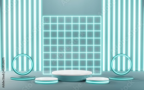 3D rendering of blank product background for cream cosmetics Modern blue pastel podium background