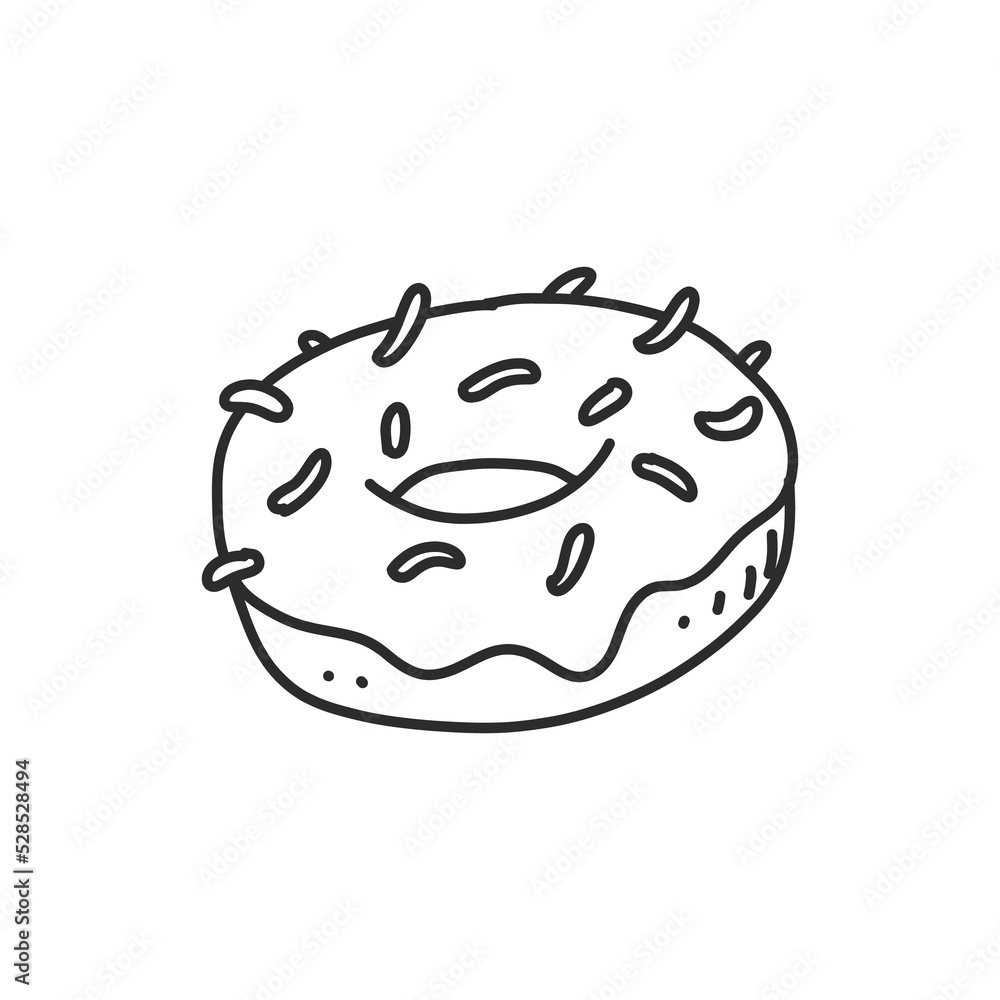 doughnut In hand drawn illustration, For food business isolated background doughnut In hand drawn illustration, For food business isolated background