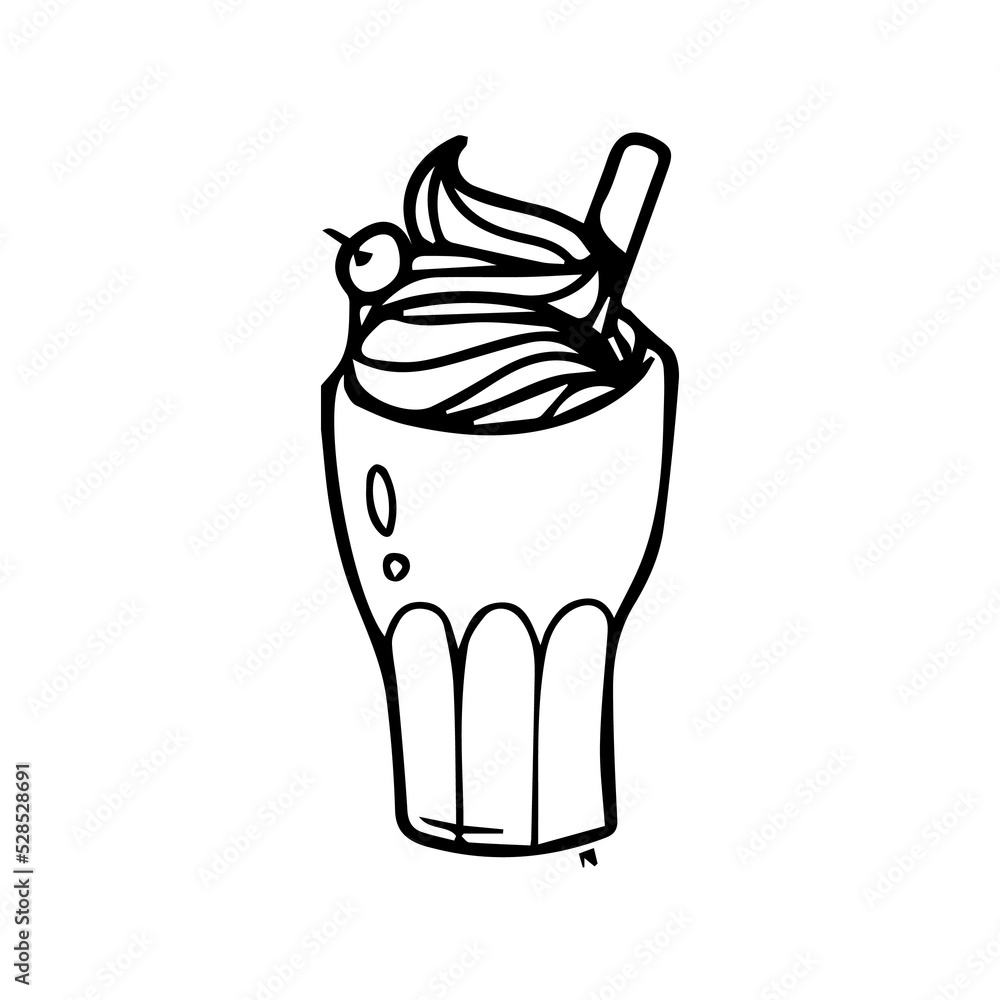 ice cream In hand drawn illustration, For food business isolated background ice cream In hand drawn illustration, For food business isolated background