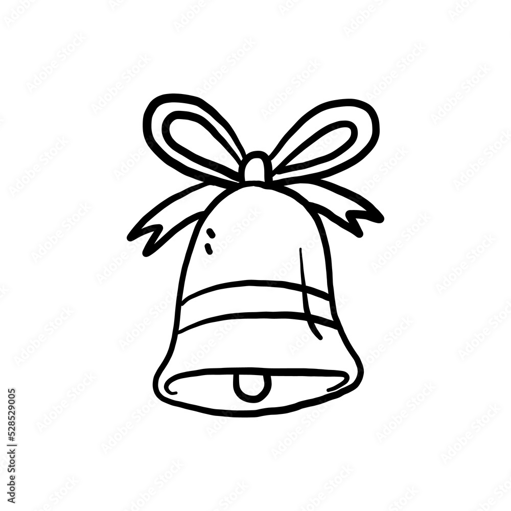 christmas bells For ornament Merry Christmas and happy new year hand drawn holiday icon vector illustration. winter party decoration. christmas bells For ornament Merry Christmas and happy new year hand drawn holiday icon vector illustration. winter party decoration.