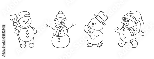 set doodle snow man for christmas