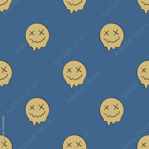 Seamless vector crazy melting face pattern. Background for design, fabric, textile, cover, wrapping.