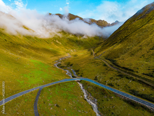 Winding road in mountain passes