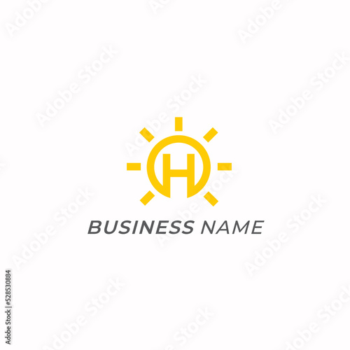 design logo combine letter H and sun