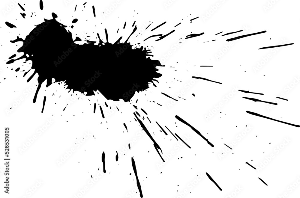 Dropped ink stain. Black liquid paint splatter Dropped ink stain. Black liquid paint splatter