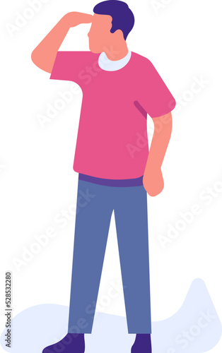 Man looking around. Person searching for direction. Orientation concept