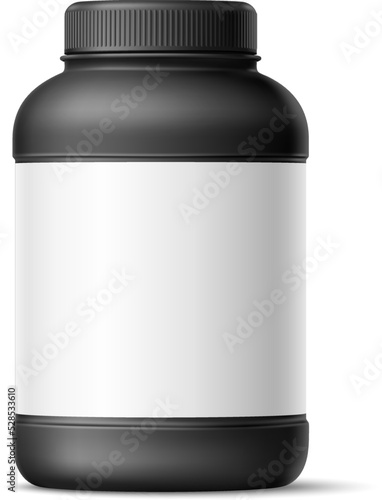 Sport food jar realistic mockup with blank label