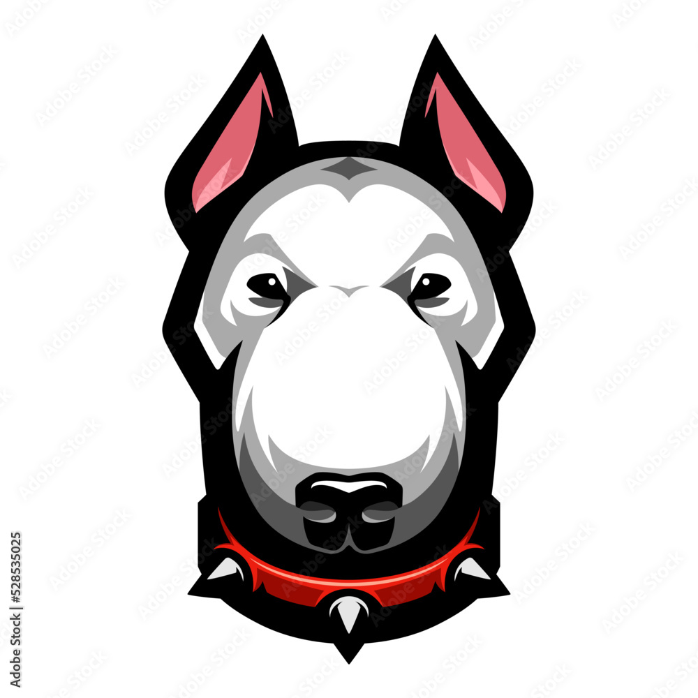 Bull terrier head icon. Dog logo. Fighting dogs label, sport mascot. T-shirt print.