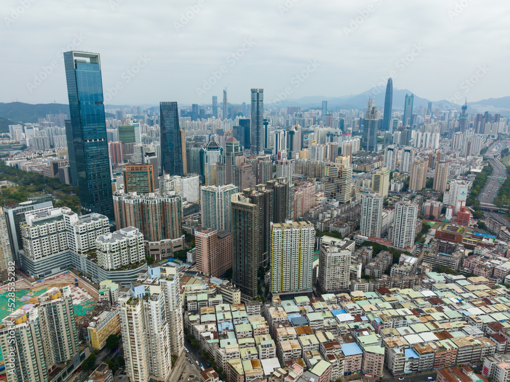Naklejka premium Top view of shenzhen futian district