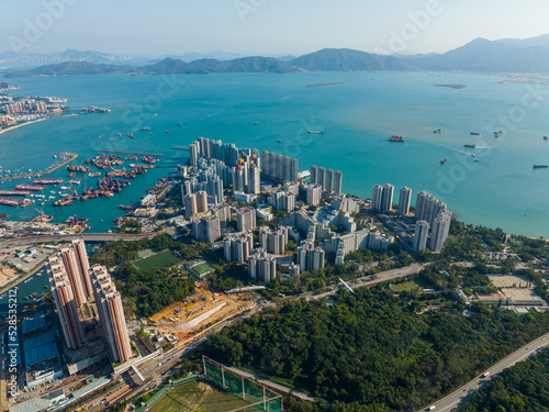 Photography Top view of Hong Kong city
