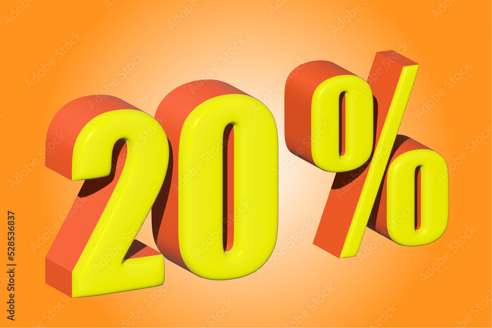 3d image percent discount on various goods orange background 3d image percent discount on various goods orange background