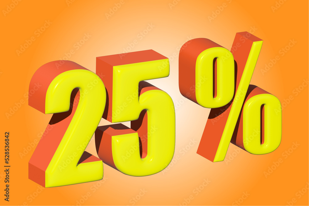 3d image percent discount on various goods orange background 3d image percent discount on various goods orange background