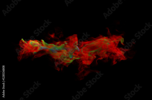 Colorful Smoke design on black background. Close-up. 3d illustration.