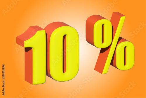 3d image percent discount on various goods orange background