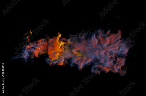 Colorful Smoke design on black background. Close-up. 3d illustration. © apisit