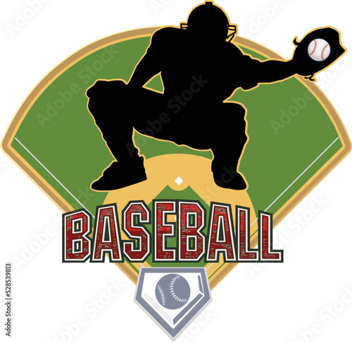 Baseball label. Bat and ball baseball sticker.
