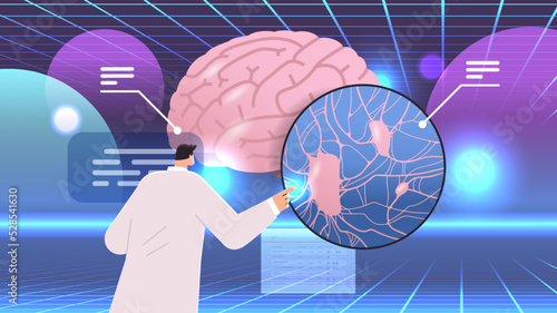 scientist showing detailed explanation anatomical brain structure human body internal organ anatomy medicine healthcare