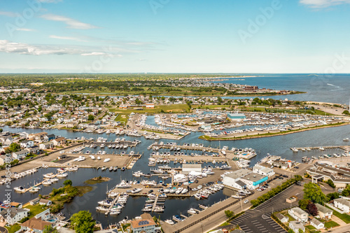 Aerial view of Lindenhurst Long Island Marina South Shore New York photo