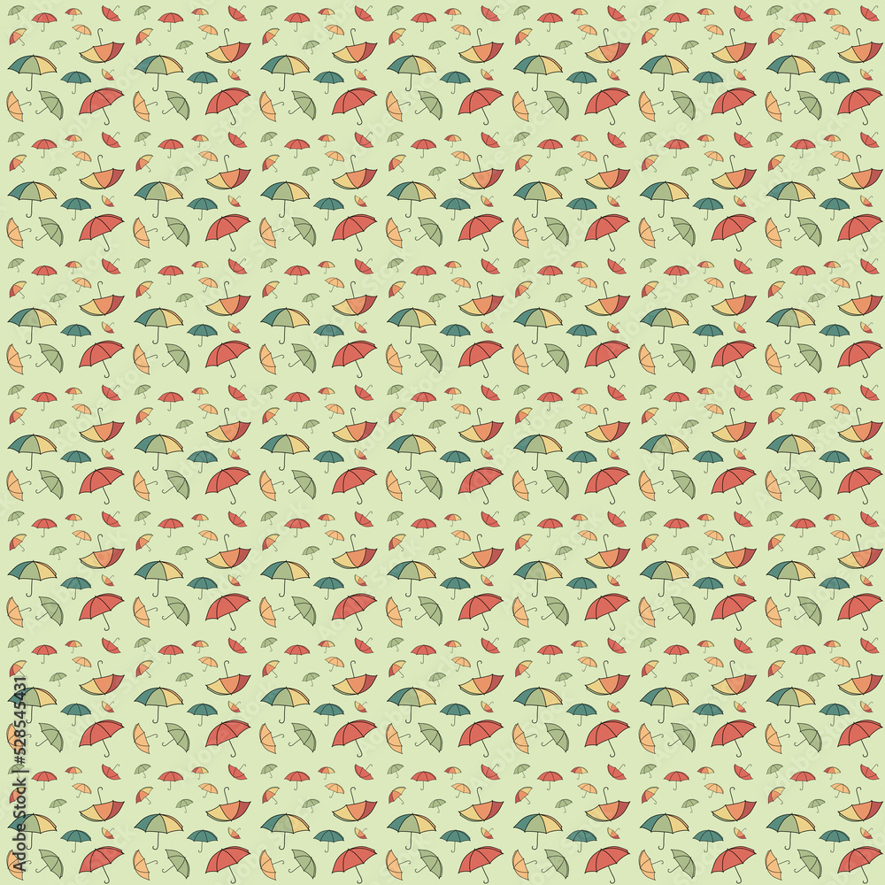 Seamless pattern drawn with a marker on a light green background. Autumn theme. Art wallpaper. Textile design, wallpaper. Seamless pattern drawn with a marker on a light green background. Autumn theme. Art wallpaper. Textile design, wallpaper.