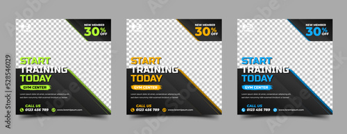 Gym and fitness social media post template design