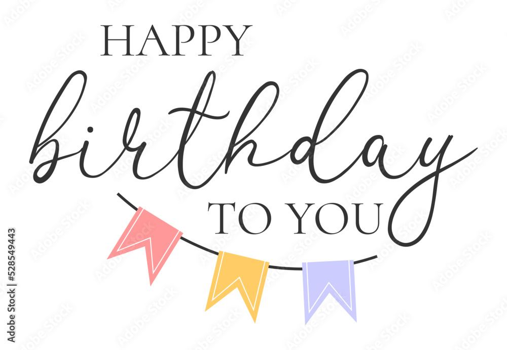 Happy birthday handwritten text lettering on white background.