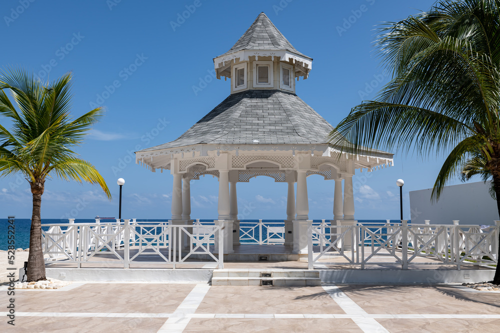 View of a resort on the tropical beach in Runaway Bay  (Jamaica).