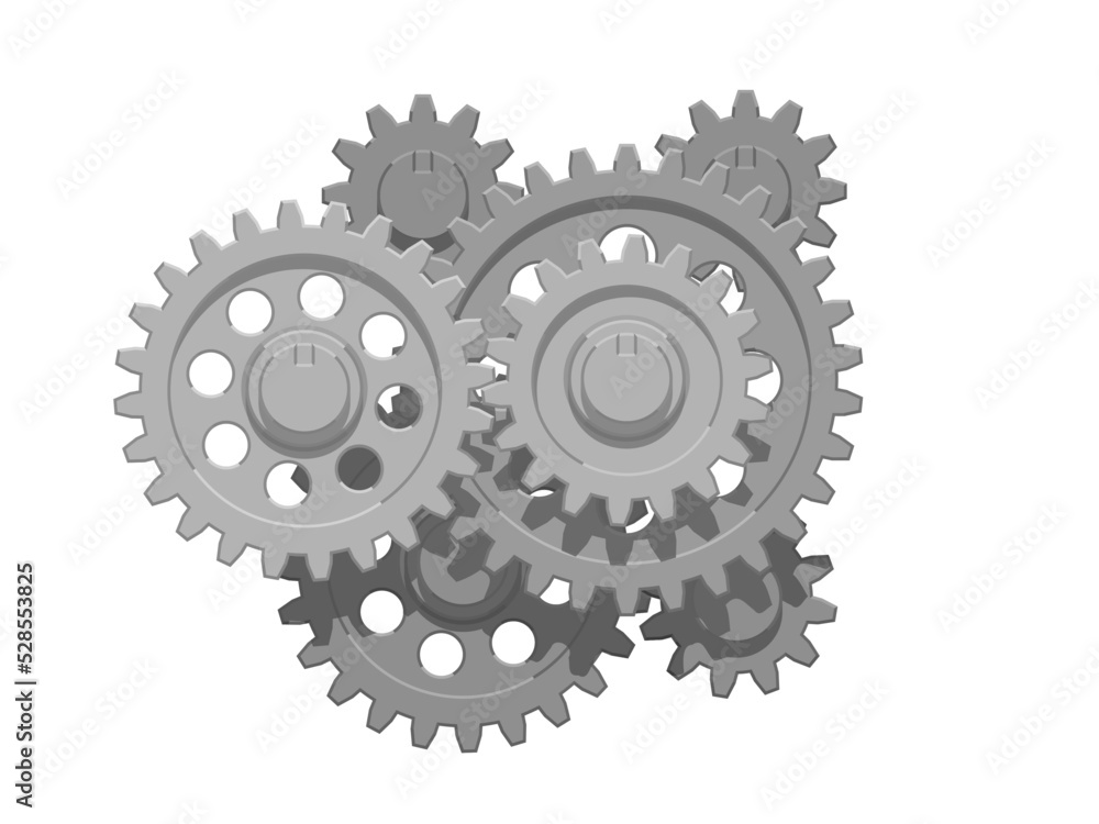 Isolated gear assembly on white background Isolated gear assembly on white background