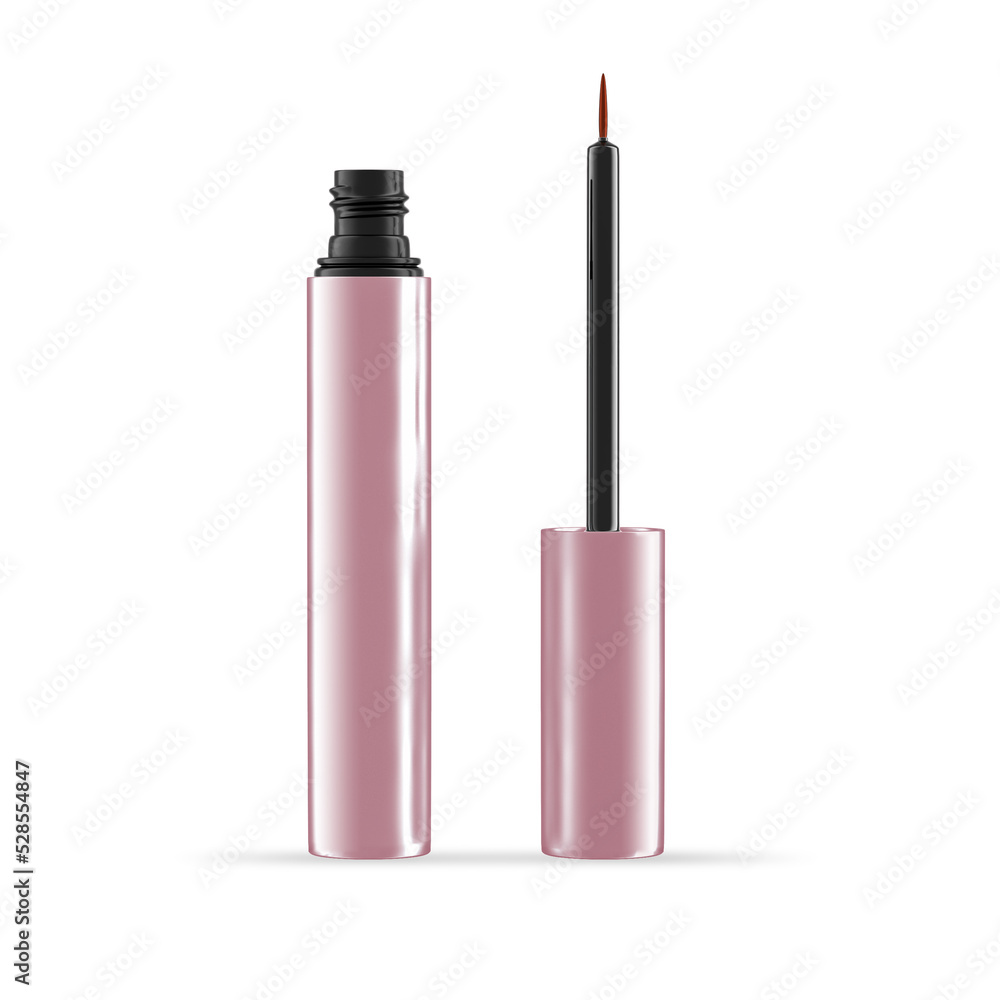 Pink lash serum open bottle isolated Pink lash serum open bottle isolated