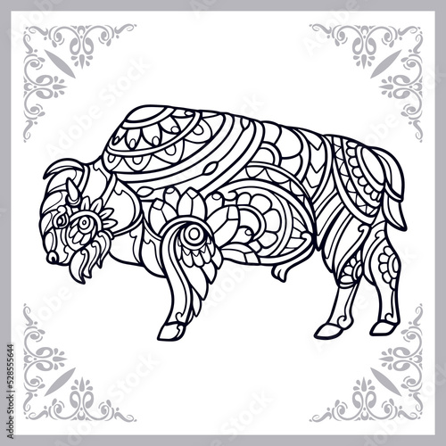 bison zentangle arts isolated on white background