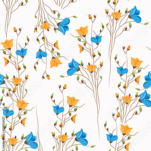 Floral decorative seamless pattern. Delicate branches. Prints, packaging template, textiles, bedding and wallpaper.