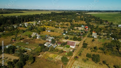 Wallpaper Mural Country cottage village. Garden plots and houses. Aerial photography. Torontodigital.ca
