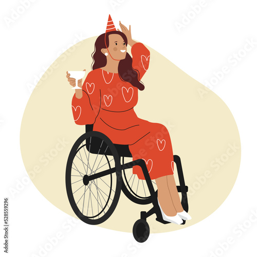 Smiling Woman living full life. People with Diversity and Inclusion. Vector illustration.