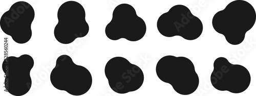 set of abstract black liquid elements