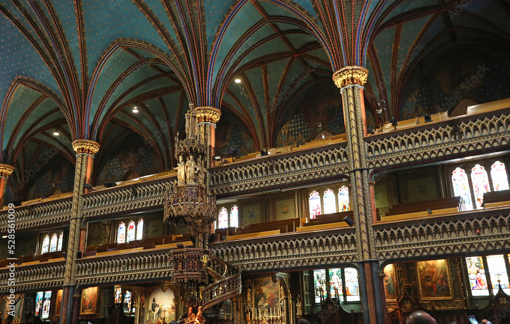 The side gallery and the ambo - Notre Dame Basilica - Montreal, Canada