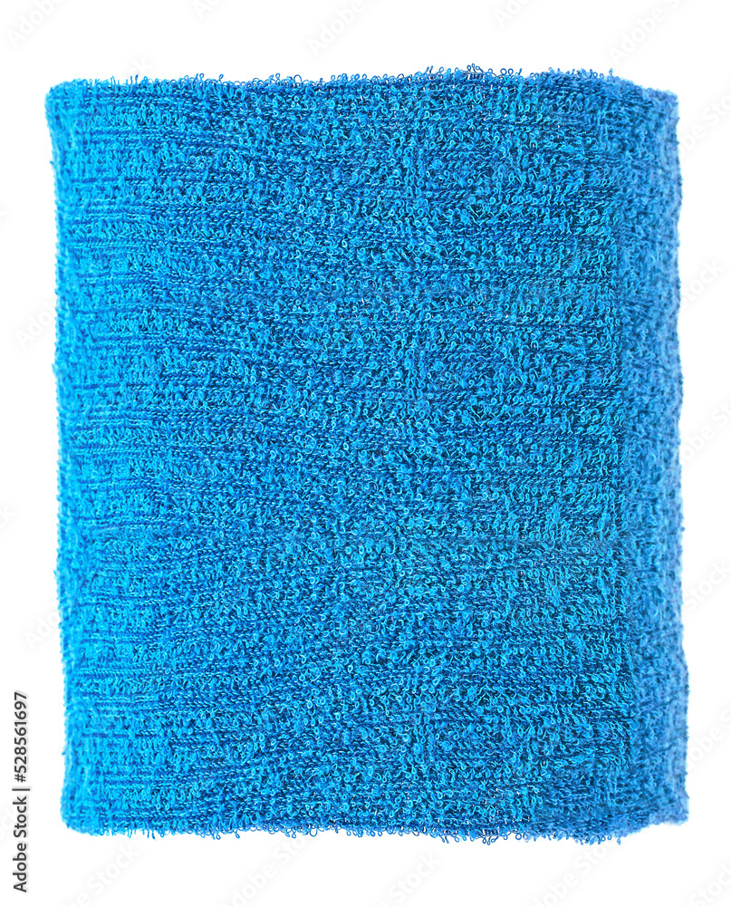 Sport cotton sweatband isolated on a white background. Blue wristband