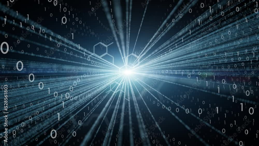 Chemical bonds with binary code animation background. Chemical bonds with binary code animation background.