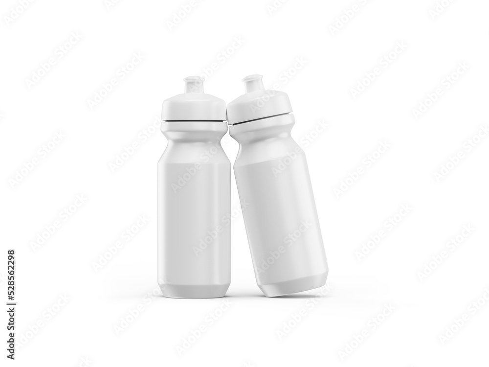 White plastic sport water bottle on white background White plastic sport water bottle on white background