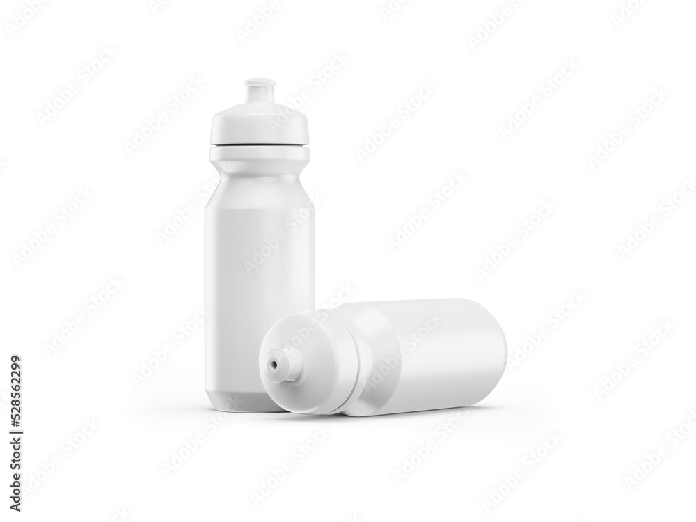 White plastic sport water bottle on white background White plastic sport water bottle on white background