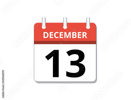 December, 13th calendar icon vector