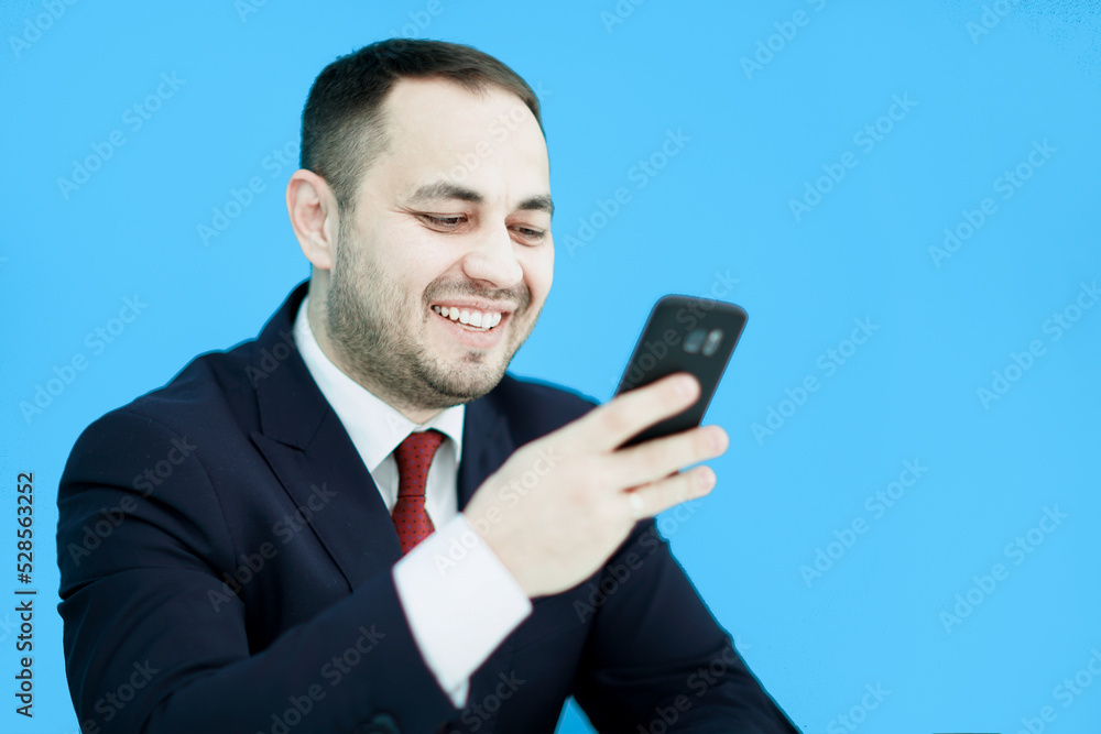 Businessman is calling to his partner. Businessman is calling to his partner.