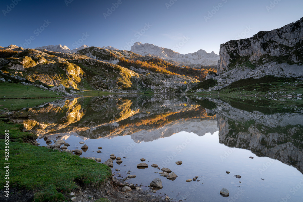 Ercina lake in Picos de Europa National Park