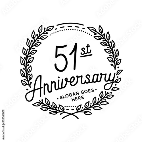 51 years anniversary celebrations design template. 51st logo. Vector and illustrations. 