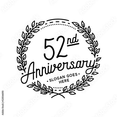 52 years anniversary celebrations design template. 52nd logo. Vector and illustrations. 