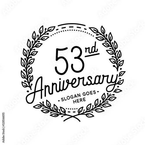 53 years anniversary celebrations design template. 53rd logo. Vector and illustrations. 