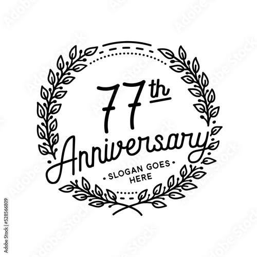 77 years anniversary celebrations design template. 77th logo. Vector and illustrations. 