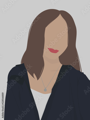 Pretty girl with blond hair. Vector flat portrait of a girl in a blue shirt. Design for postcards, avatars, posters, backgrounds, templates, textiles, banners.