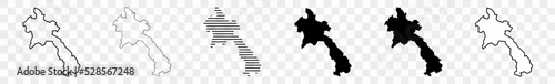 Laos Map Black | Lao Border | Laotian State Country | Transparent Isolated | Variations