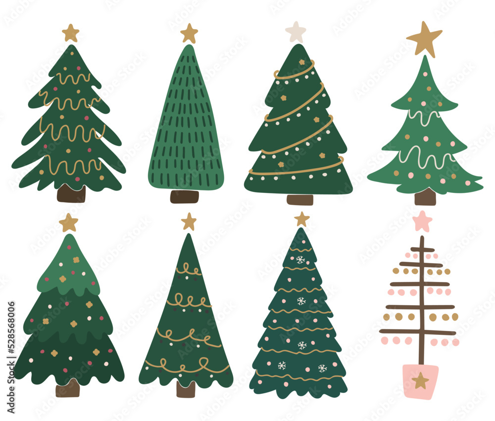 Abstract Christmas tree set vector, isolated new year elements set, Christmas tree vector illustration Abstract Christmas tree set vector, isolated new year elements set, Christmas tree vector illustration